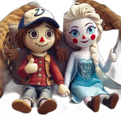 3d render, concept art, cartoon, photorealistic, two, anthropomorphic, stuffed, animals transparent PNG cut-out