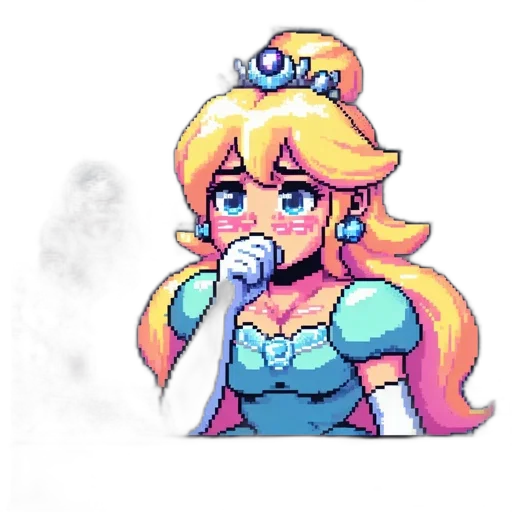 dress, crown, staff, bottle, pixel art, vaporwave, concept art, watercolor transparent PNG cut-out