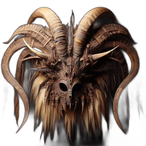 mask, dragon, creature, hair, fantasy art, concept art, 3d render, photorealistic transparent PNG cut-out