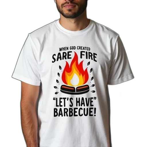 fire, man, wearing, white, t-shirt, graphic, design, reads transparent PNG cut-out