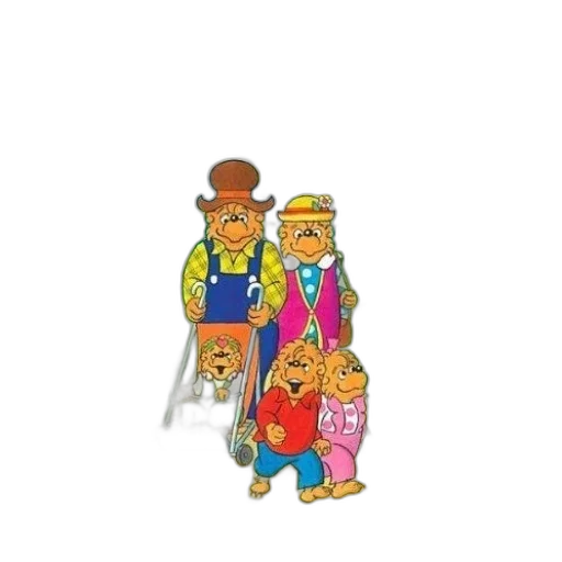 jacket, staff, cartoon, concept art, pixel art, 3d render, berenstain, bears transparent PNG cut-out