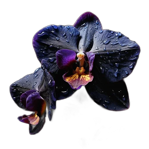 jewelry, flower, crown, umbrella, photorealistic, 3d render, dark, orchid transparent PNG cut-out