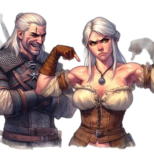 concept art, fantasy art, comic book art, pixel art, earth tones, two, individuals, fantasy transparent PNG cut-out