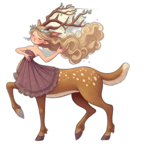 dress, crown, creature, concept art, fantasy art, pixel art, watercolor, forest transparent PNG cut-out