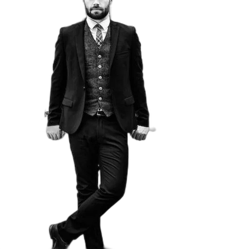 jacket, staff, concept art, cartoon, photorealistic, man, stylish, black transparent PNG cut-out