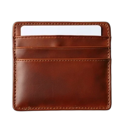brown, leather, wallet, visible, stitching, detail, card, slot transparent PNG cut-out
