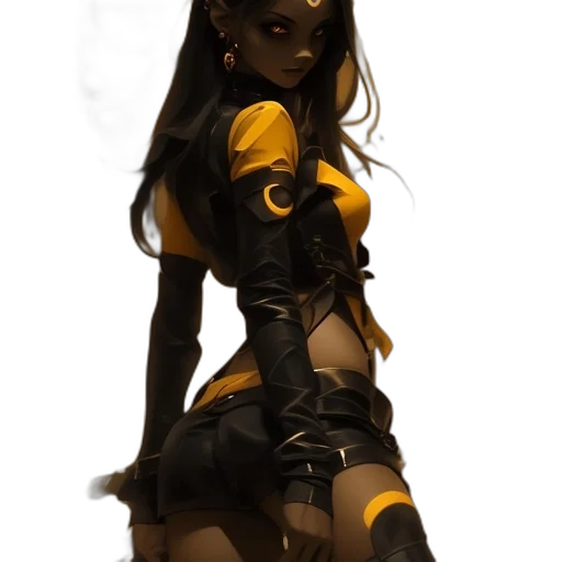 staff, mask, dress, concept art, fantasy art, cyberpunk, comic book art, golden transparent PNG cut-out