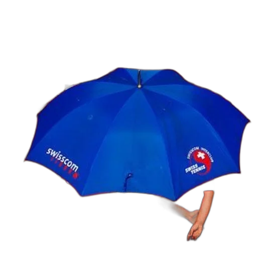 umbrella, hat, blue, word, swisscom, held, two, people transparent PNG cut-out