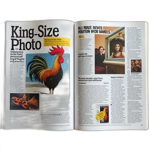 crown, magazine, spread, large, advertisement, king, size, photo transparent PNG cut-out