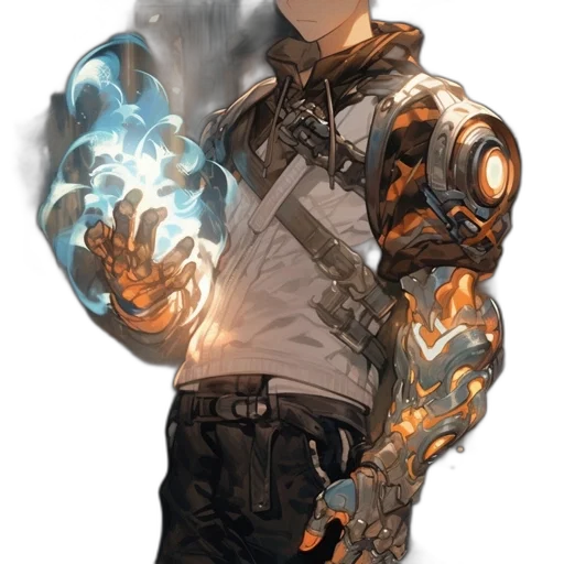staff, weapon, jacket, sword, concept art, fantasy art, cyberpunk, 3d render transparent PNG cut-out