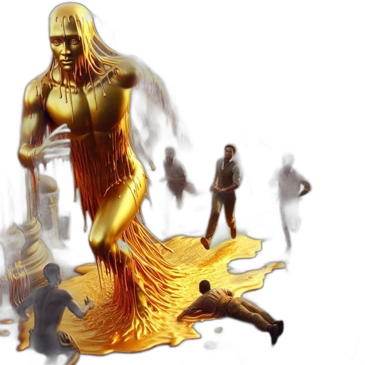 creature, concept art, fantasy art, comic book art, 3d render, fire, golden, grand transparent PNG cut-out
