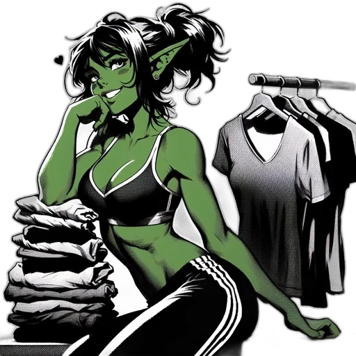 dress, comic book art, concept art, fantasy art, cartoon, green, neon, dark transparent PNG cut-out