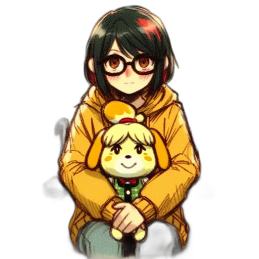 staff, jacket, animal, creature, pixel art, anime, cartoon, concept art transparent PNG cut-out