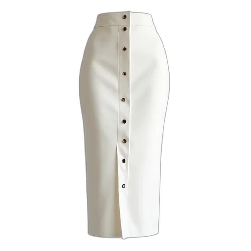 dress, midi, pencil, skirt, buttons, white transparent PNG cut-out