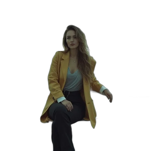 jacket, dress, umbrella, staff, concept art, 3d render, cartoon, neon lights transparent PNG cut-out