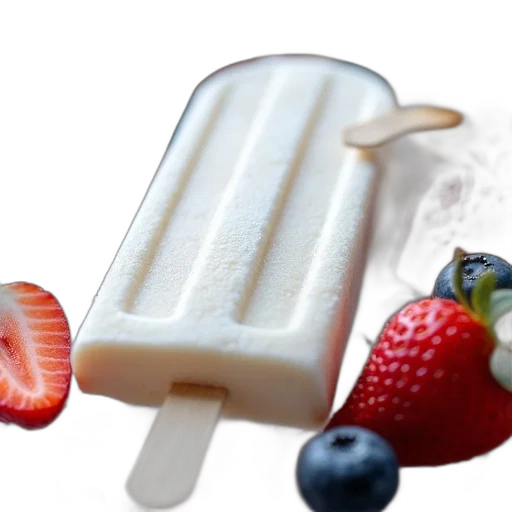 food, 3d render, photorealistic, close-up, white, popsicle, textured, surface transparent PNG cut-out