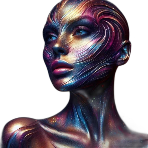 face, hair, mask, jewelry, photorealistic, fantasy art, concept art, watercolor transparent PNG cut-out
