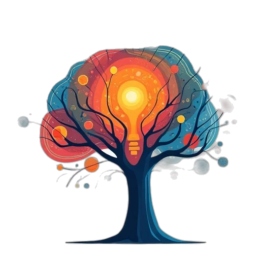 tree, concept art, fantasy art, watercolor, 3d render, colorful, blue, brain transparent PNG cut-out