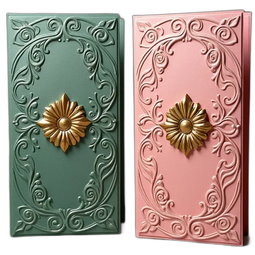 jewelry, 3d render, pastel, green, earth tones, colorful, pair, ornate transparent PNG cut-out