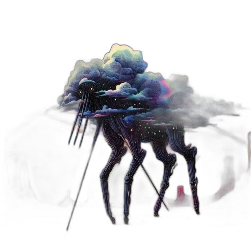 creature, robot, dragon, umbrella, concept art, cyberpunk, fantasy art, pixel art transparent PNG cut-out