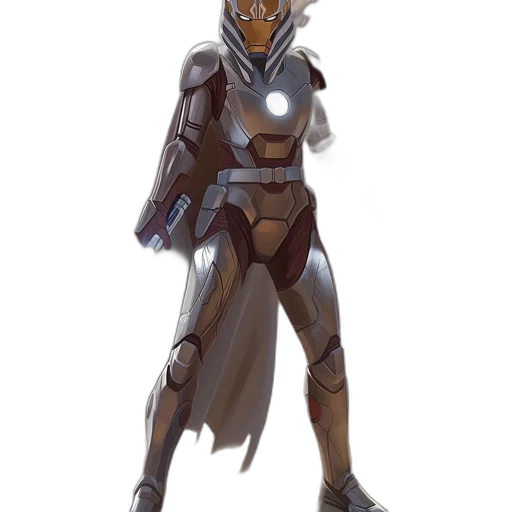 robot, staff, mask, concept art, fantasy art, comic book art, pixel art, outer space transparent PNG cut-out