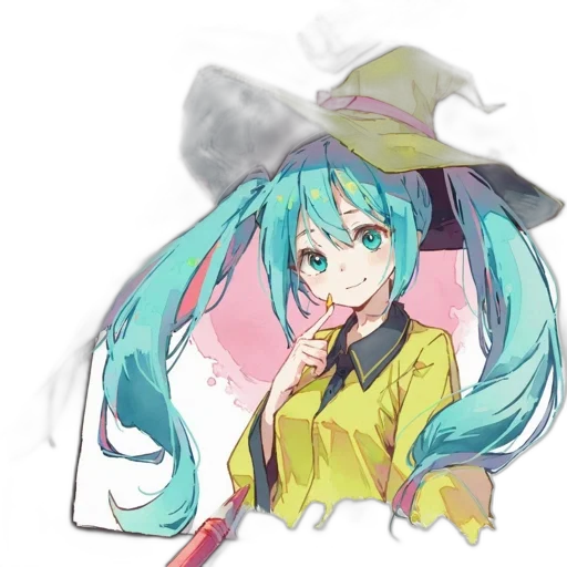 hat, umbrella, staff, weapon, anime, concept art, watercolor, pixel art transparent PNG cut-out