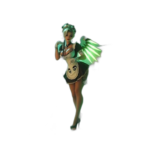staff, dress, umbrella, creature, 3d render, concept art, fantasy art, pixel art transparent PNG cut-out