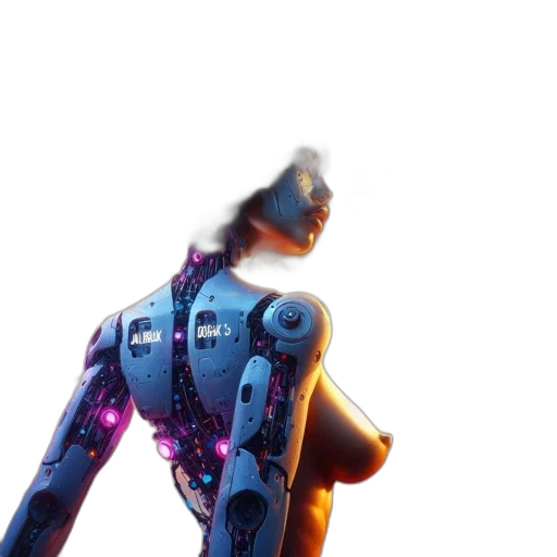 robot, weapon, animal, creature, 3d render, concept art, vaporwave, cyberpunk transparent PNG cut-out