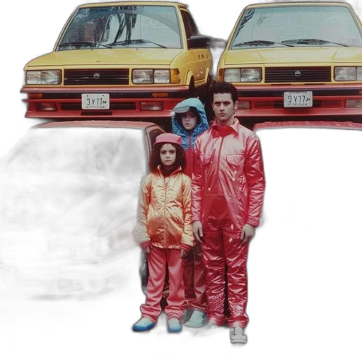 car, photorealistic, concept art, vaporwave, fire, fog, red, three transparent PNG cut-out