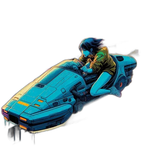 car, weapon, concept art, 3d render, pixel art, cyberpunk, outer space, blue transparent PNG cut-out