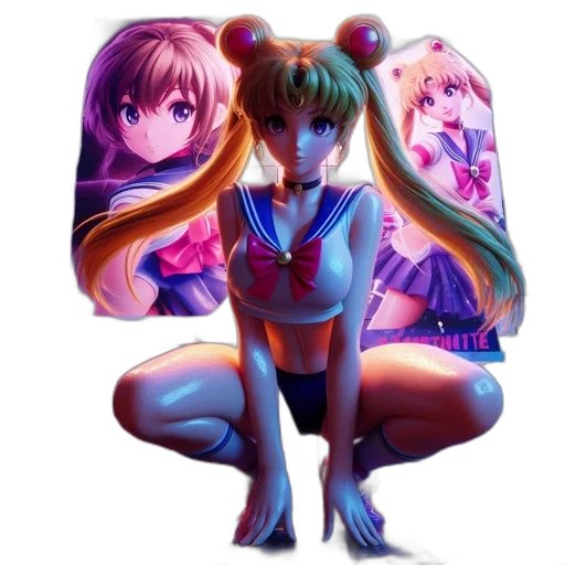 dress, jacket, weapon, umbrella, anime, vaporwave, pixel art, concept art transparent PNG cut-out