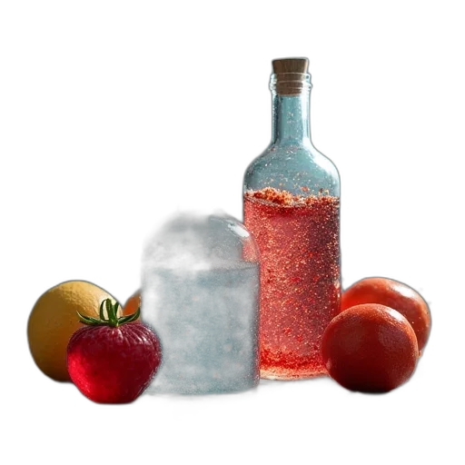 bottle, food, 3d render, photorealistic, red, colorful, acids, formula transparent PNG cut-out