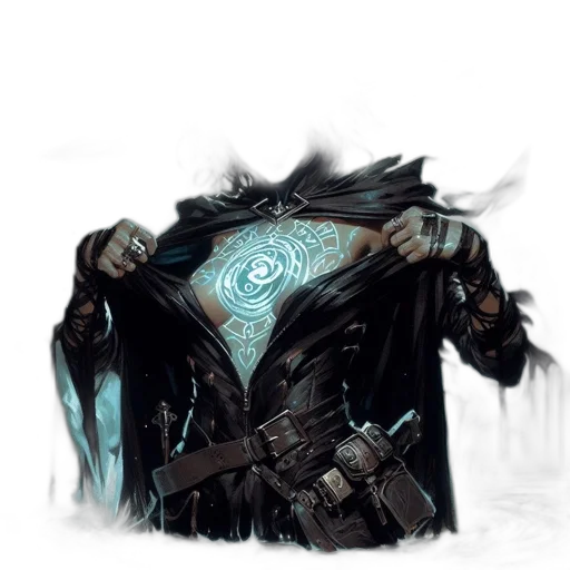 jacket, mask, robot, weapon, concept art, fantasy art, cyberpunk, comic book art transparent PNG cut-out