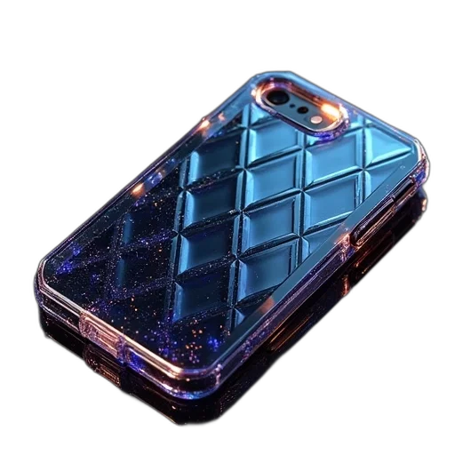 jewelry, cyberpunk, vaporwave, 3d render, blue, argyle, crystal, case transparent PNG cut-out