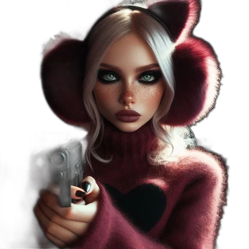 weapon, jacket, comic book art, fantasy art, concept art, photorealistic, red, dark transparent PNG cut-out
