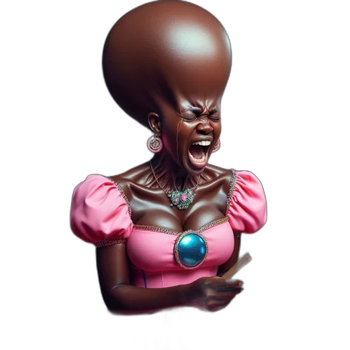 dress, hair, creature, robot, concept art, 3d render, comic book art, cartoon transparent PNG cut-out
