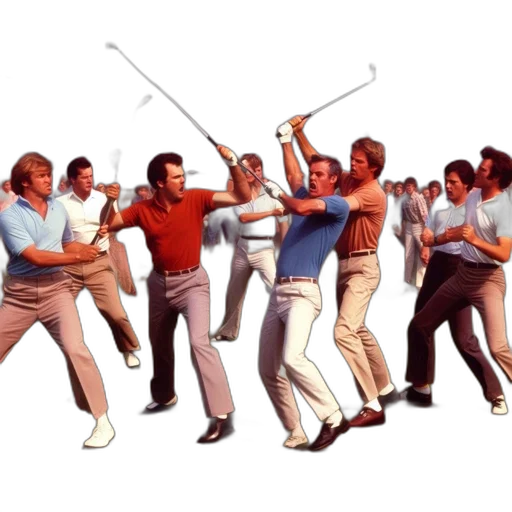 staff, concept art, men, engage, comical, choreographed, brawl, golf transparent PNG cut-out
