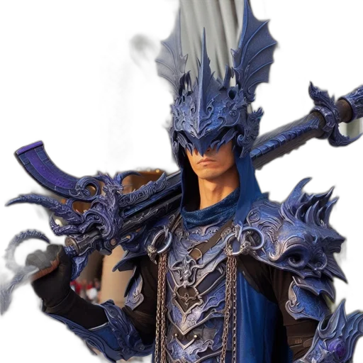 dragon, sword, staff, mask, fantasy art, concept art, 3d render, photorealistic transparent PNG cut-out