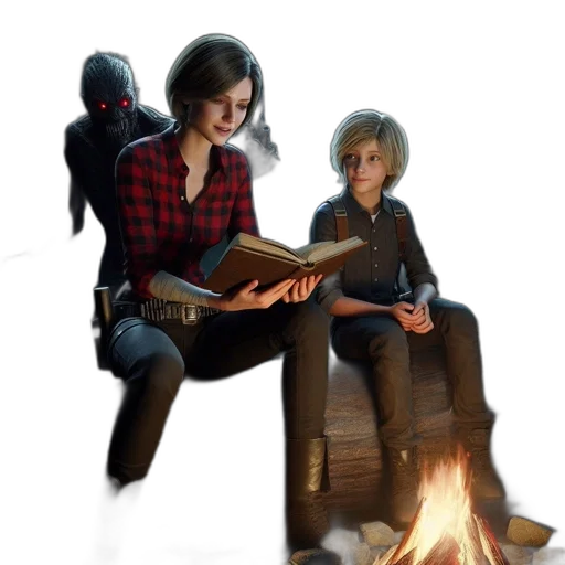 concept art, comic book art, fantasy art, photorealistic, fire, forest, night, hauntingly transparent PNG cut-out