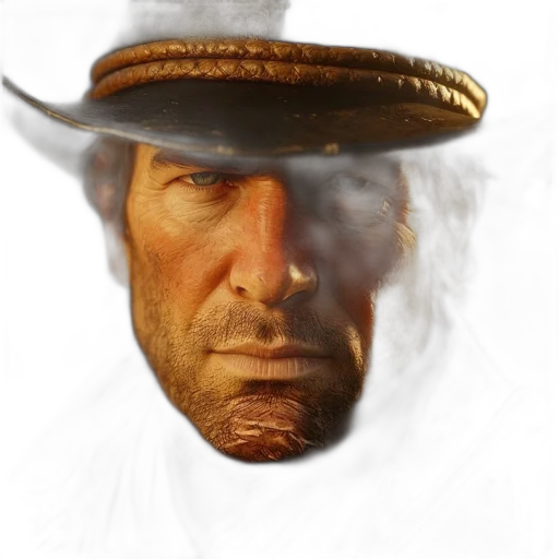 hat, face, mask, weapon, photorealistic, concept art, 3d render, fantasy art transparent PNG cut-out
