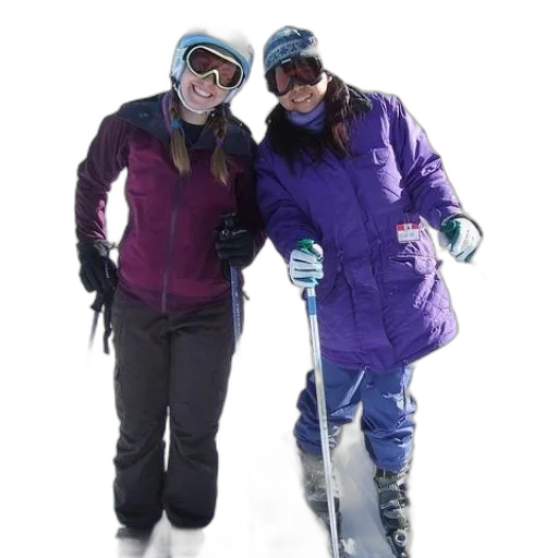 staff, jacket, snow, two, women, purple, ski, jackets transparent PNG cut-out