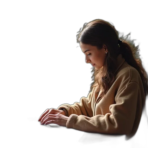 jacket, jewelry, hair, staff transparent PNG cut-out