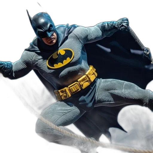 comic book art, concept art, photorealistic, 3d render, batman, his, signature, suit transparent PNG cut-out