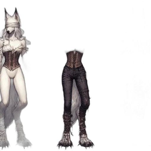 creature, dress, concept art, fantasy art, 3d render, pixel art, monochrome, earth tones transparent PNG cut-out