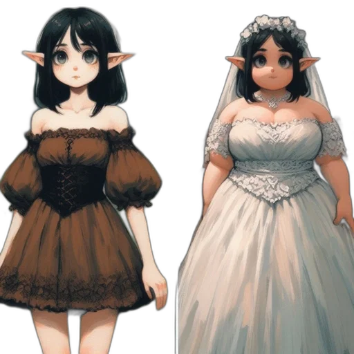 dress, concept art, 3d render, fantasy art, pixel art, monochrome, earth tones, dark transparent PNG cut-out