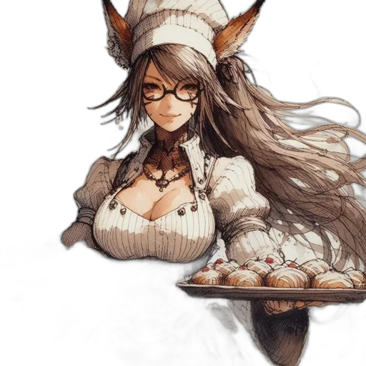 food, dress, staff, hat, fantasy art, concept art, pixel art, anime transparent PNG cut-out