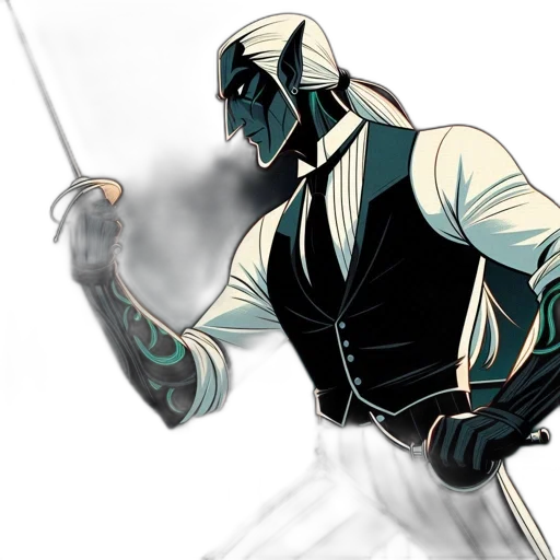robot, sword, mask, staff, concept art, comic book art, fantasy art, cartoon transparent PNG cut-out