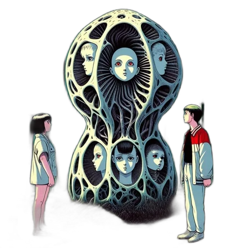 mask, face, crown, robot, concept art, comic book art, surreal, mushroom-like transparent PNG cut-out