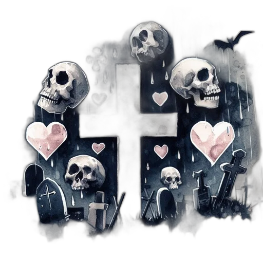 concept art, pixel art, watercolor, fantasy art, monochrome, dark, atmospheric, illustration transparent PNG cut-out