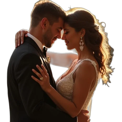 dress, jewelry, photorealistic, bride, groom, dancing, together, springs transparent PNG cut-out